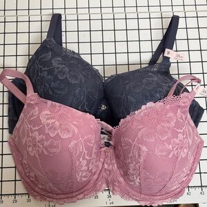 Victoria's Secret Lace Bra Set - Pink and Blue